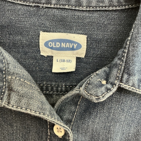 Old Navy Long Sleeve Belted Denim Dress Girls Sz 10/12 - Picture 4 of 4